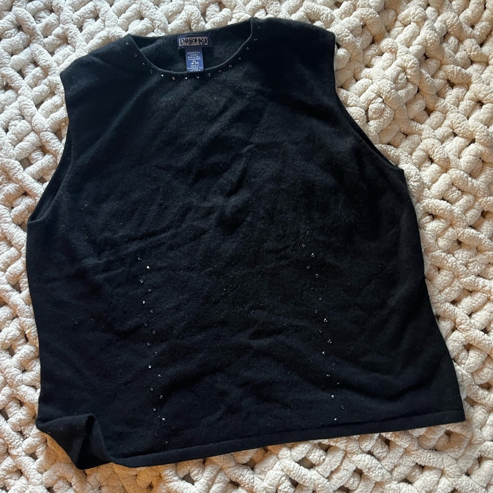 Cashmere Black Sleeveless Studded Women’s Top